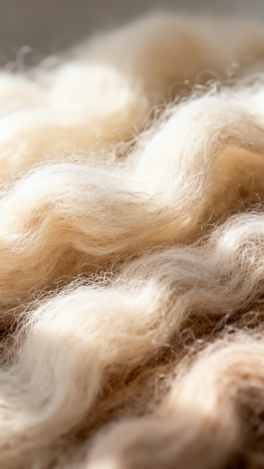 Macro close-up of natural wool fibres